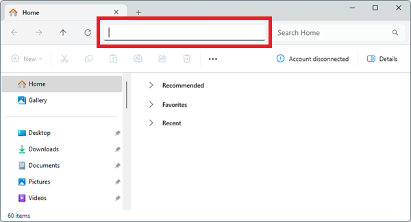 Screen capture of Windows File Explorer address bar location.