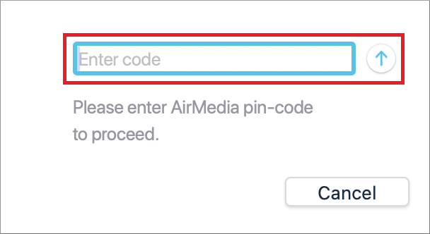 Crestron AirMedia Mac enter code screen capture image.